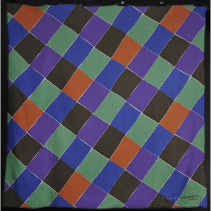 Multicolored Sonia Delaunay-Terk Shawl Entitled "A Damiers,"
