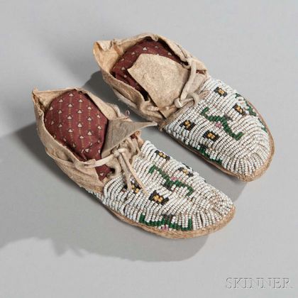 Cheyenne Beaded Hide Infant's Moccasins