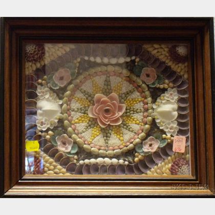 Walnut Framed Seashell Mosaic Sailor's Valentine