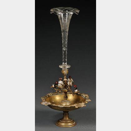 Viennese Bronze-mounted, Part Cold-painted, and Colorless Glass Centerpiece