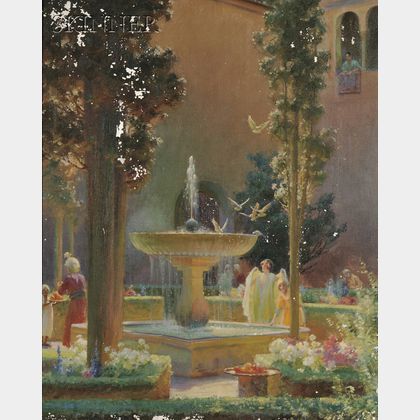 Charles Courtney Curran (American, 1861-1942) A Moorish Garden. (Alhambra)