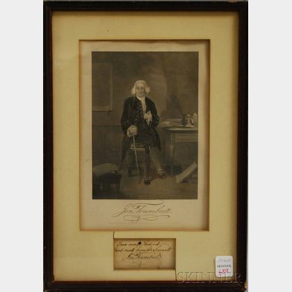 Framed Engraving of Jon Trumbull Lithograph with His Signature