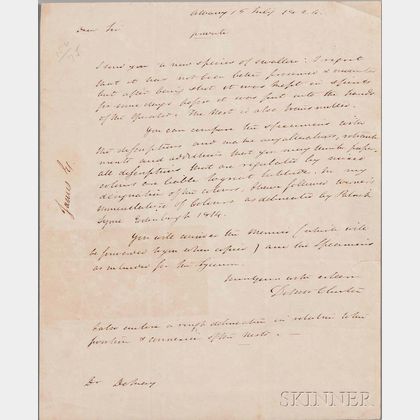 Clinton, DeWitt (1769-1828) Autograph Letter Signed, Albany, 15 July 1824.