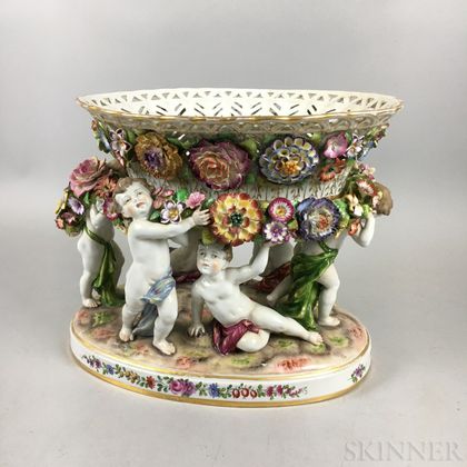 C.G. Schierholz Plaue Porcelain Floral-decorated Center Bowl