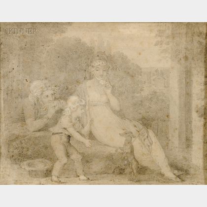 Lot of Two Drawings: Manner of Guercino (Italian, 1591-1666),Man Writing