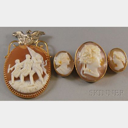 Two Pieces of Shell-carved Cameo Jewelry