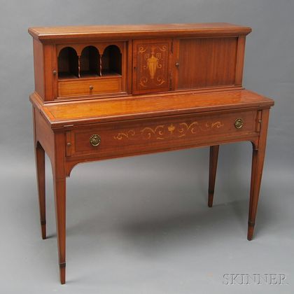 Neoclassical-style Inlaid Mahogany Tambour Desk