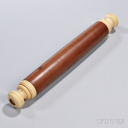 Turned Ivory and Mahogany Rolling Pin