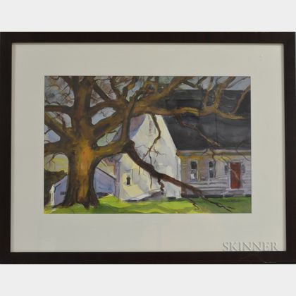 Tom McCobb (American, b. 1930) Farmhouse and Ancient Tree
