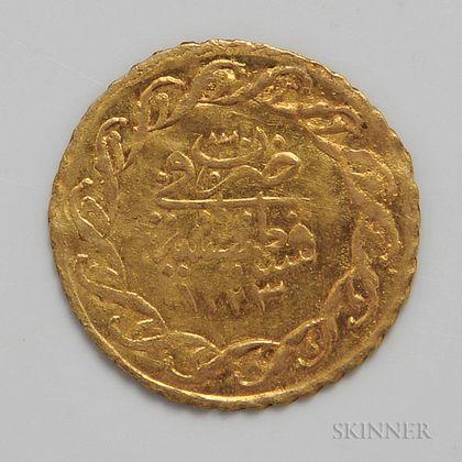 1223 Turkish 1/4 Cedid Gold Coin. Estimate $100-200