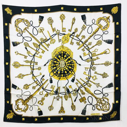 Hermes "Cles" Silk Scarf and "Cliquetis" Silk Scarf