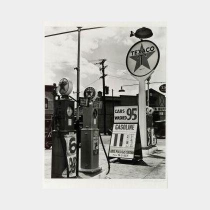 Berenice Abbott (American, 1898-1991) Gasoline Station, Tremont Avenue and Dock Street, Bronx, New York