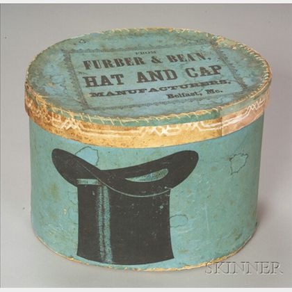 Oval Covered Top Hat Box and Hat
