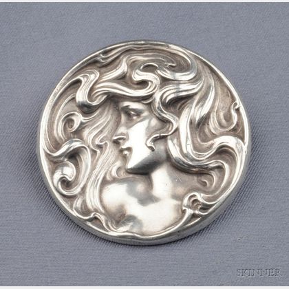 Art Nouveau Sterling Silver Brooch, William Link Company, Newark