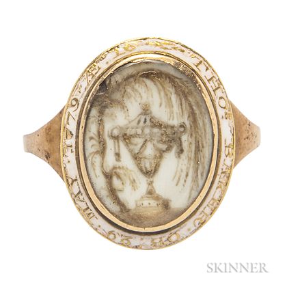 Antique Gold and Enamel Mourning Ring