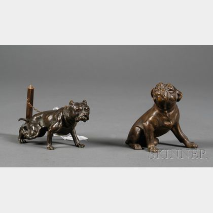 Two Small Continental Bronze Figures of Dogs