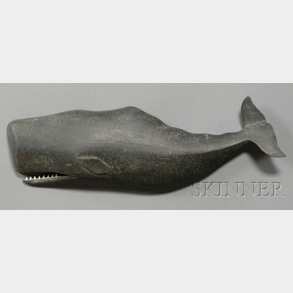 Carved and Painted Sperm Whale Plaque