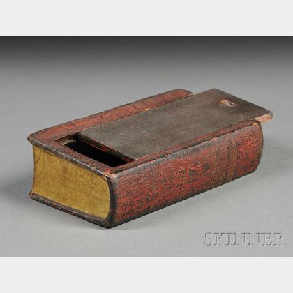 Carved and Painted Wooden Book-form Slide-lid Box
