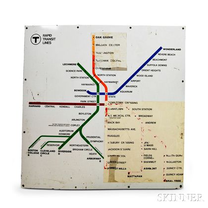 Two Early MBTA Enameled Rapid Transit Maps