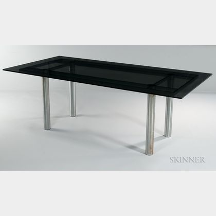 Tobia Scarpa "Andre" Glass and Stainless Steel Dining Table for Knoll