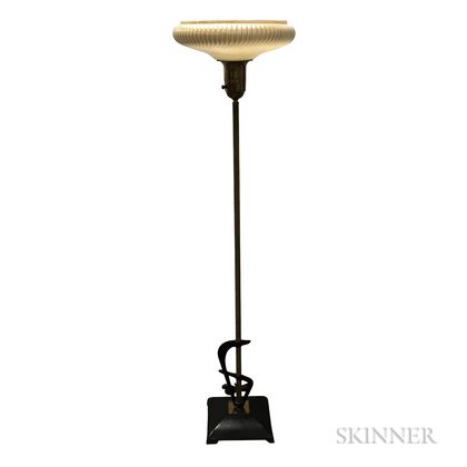 Brass Floor Lamp with Glass Shade