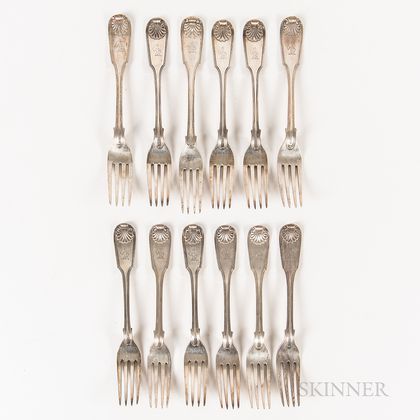 Twelve English Sterling Silver Dinner Forks