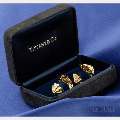 18kt Gold Cuff Links, Tiffany & Co., Schlumberger