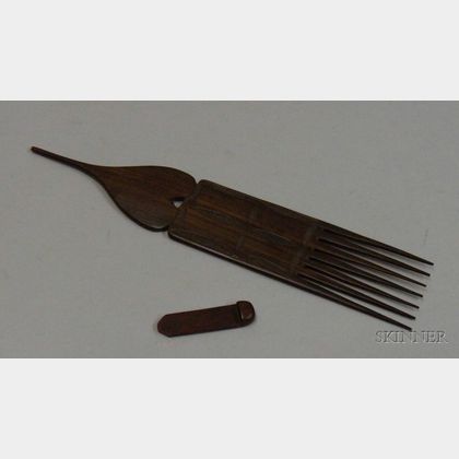 African Carved Wooden Comb