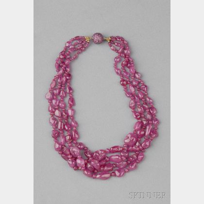 Pink Sapphire Bead Necklace
