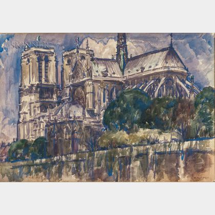 Herbert William Meyer (American, 1882-1960) Three Paris Views: Le Pont Neuf , Le Pont Royal