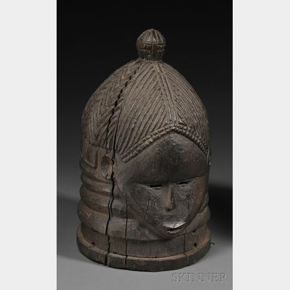 Mende Bundu Carved Wood Helmet Mask