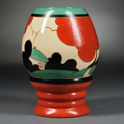 Clarice Cliff Red Autumn Vase
