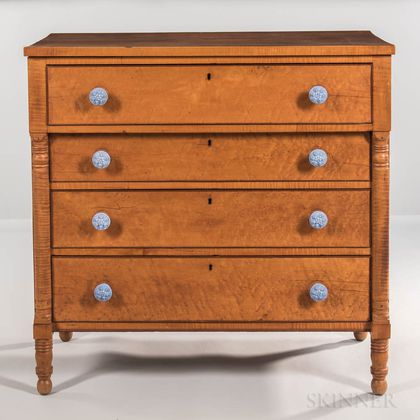 Tiger Maple and Bird's-eye Maple Chest of Drawers
