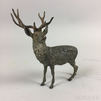Modern Austrian Cold-painted Bronze Elk