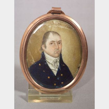 American School, 19th Century Miniature Portrait of a Gentleman