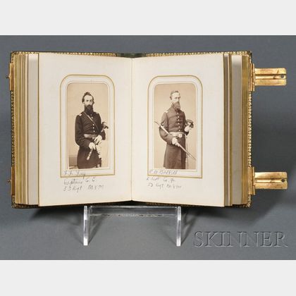 Tooled Green Leather and Gilt Brass-fitted Album of Carte-de-Visites