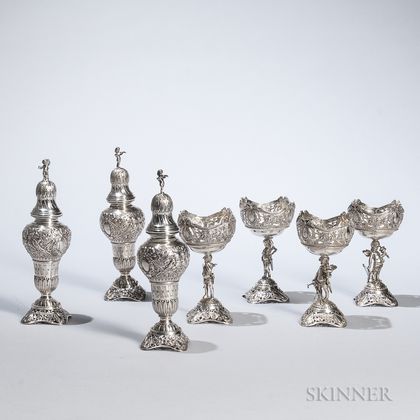 Seven Pieces of German .800 Silver Tableware