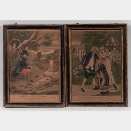 Set of Four Hand-colored "The Prodigal Son" Engravings