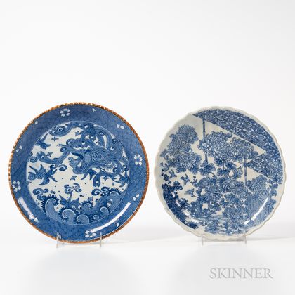 Two Blue and White Porcelain Plates