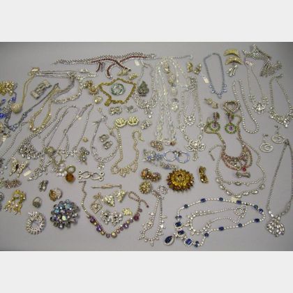 Group Lot of Vintage Rhinestone and Paste Jewelry. 