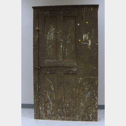 Painted Wooden Cupboard with Two Paneled Doors