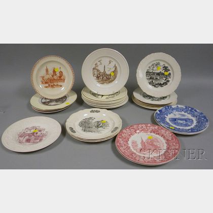 Twenty-seven Assorted Wedgwood Transfer U.S. State Ceramic Plates