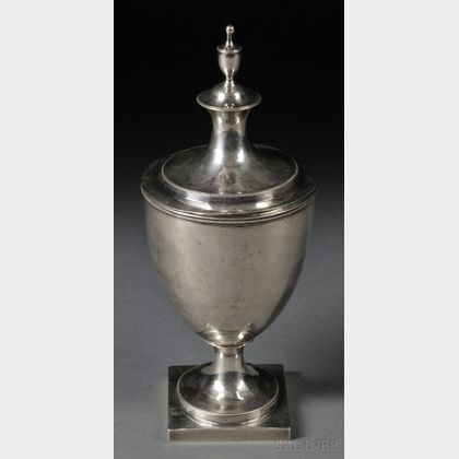 Neoclassical Silver Urn-form Covered Sugar Bowl