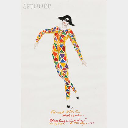 Rouben Ter-Arutunian (American, 1920-1992) Costume Design for Edward Villella in Harlequinade