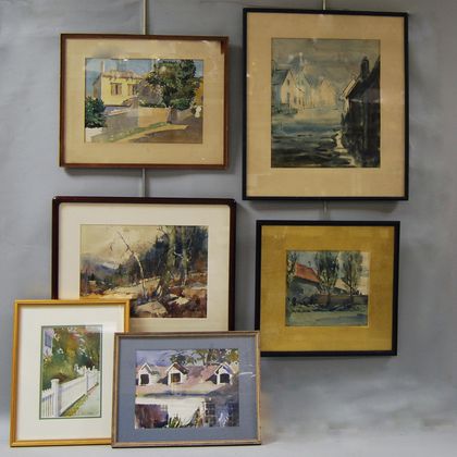 American School, 19th/20th Century Six Framed Watercolors by Various Artists.