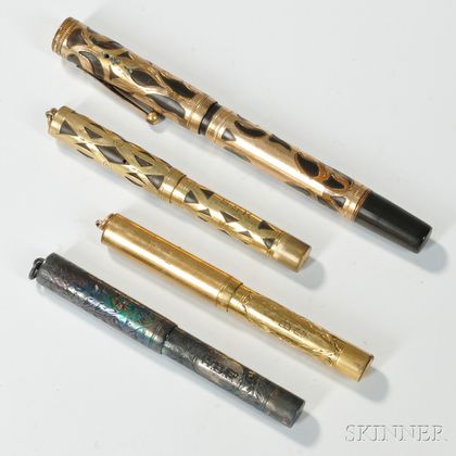 Four Waterman Metal Fountain Pens