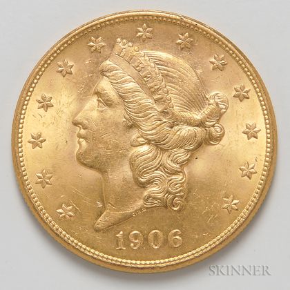 1906-S $20 Liberty Head Double Eagle. Estimate $1,400-1,600