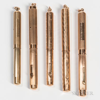 Five Conklin Gold-filled Ring-top Fountain Pens