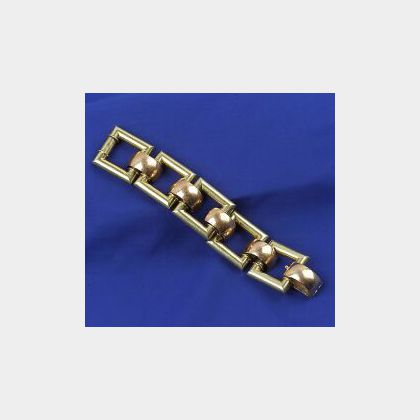 Art Moderne Bi-color 14kt Gold Bracelet