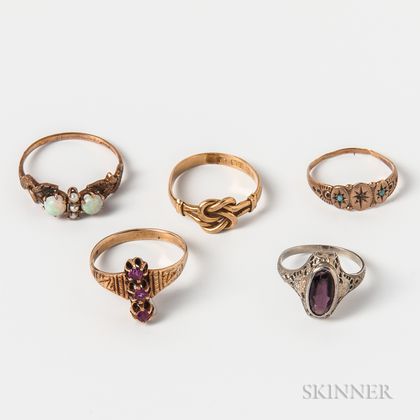 Five Antique Gold Rings